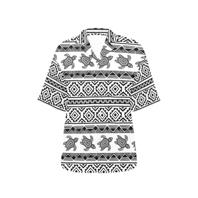 Sea Turtle Tribal Aztec Women's Hawaiian Shirt