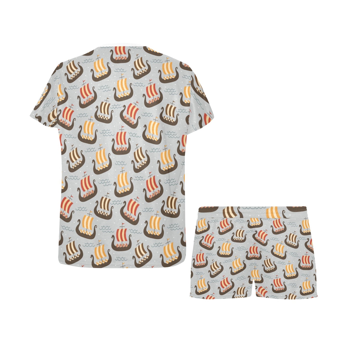 Vikings Print Design LKS308 Women's Short Pajama Set