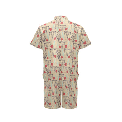 Native Buffalo Head Themed Design Print Men's Romper