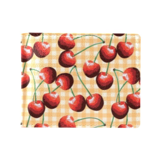 Cherry Orange Plaid Print Men's ID Card Wallet