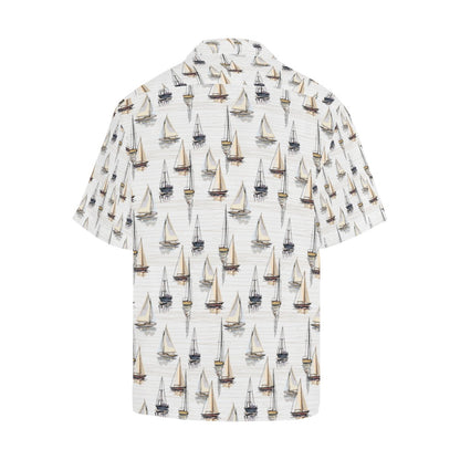 Sailboat Paint Pattern Print Design LKS307 Men's Hawaiian Shirt