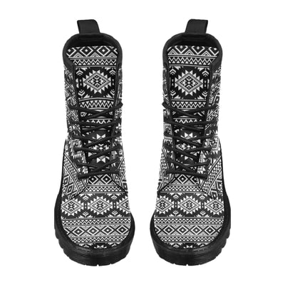 Aztec Black White Print Pattern Women's Boots