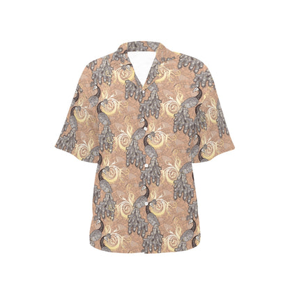 Peacock Pattern Print Design A05 Women's Hawaiian Shirt