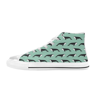 Whale Print Design LKS307 High Top Women's White Shoes
