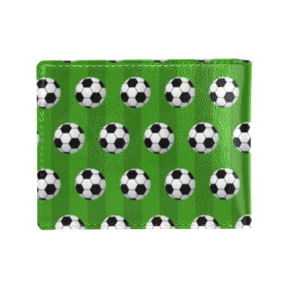 Soccer Ball Green Backgrpund Print Men's ID Card Wallet