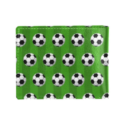 Soccer Ball Green Backgrpund Print Men's ID Card Wallet