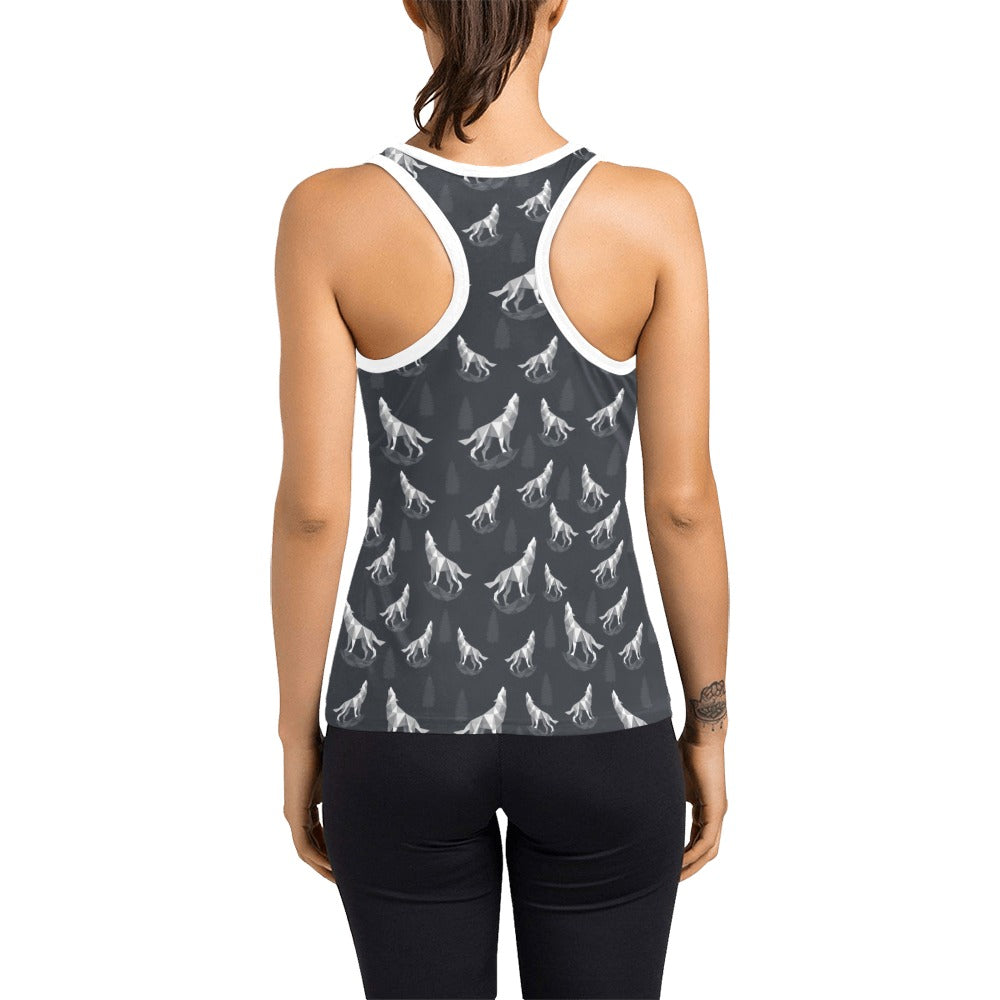 Wolf Print Design LKS303 Women's Racerback Tank Top
