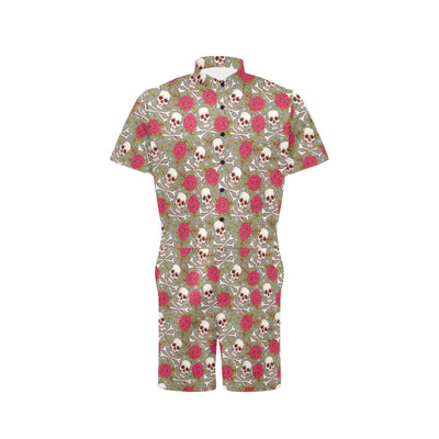 Skull Bone Rose Print Design LKS303 Men's Romper