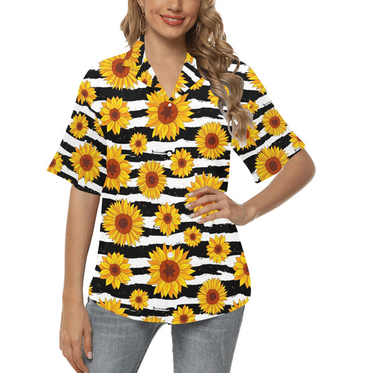 Sunflower Pattern Print Design SF010 Women's Hawaiian Shirt