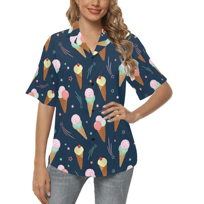 Ice Cream Pattern Print Design 04 Women's Hawaiian Shirt