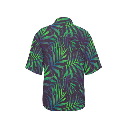 Palm Leaves Pattern Print Design PL01 Women's Hawaiian Shirt