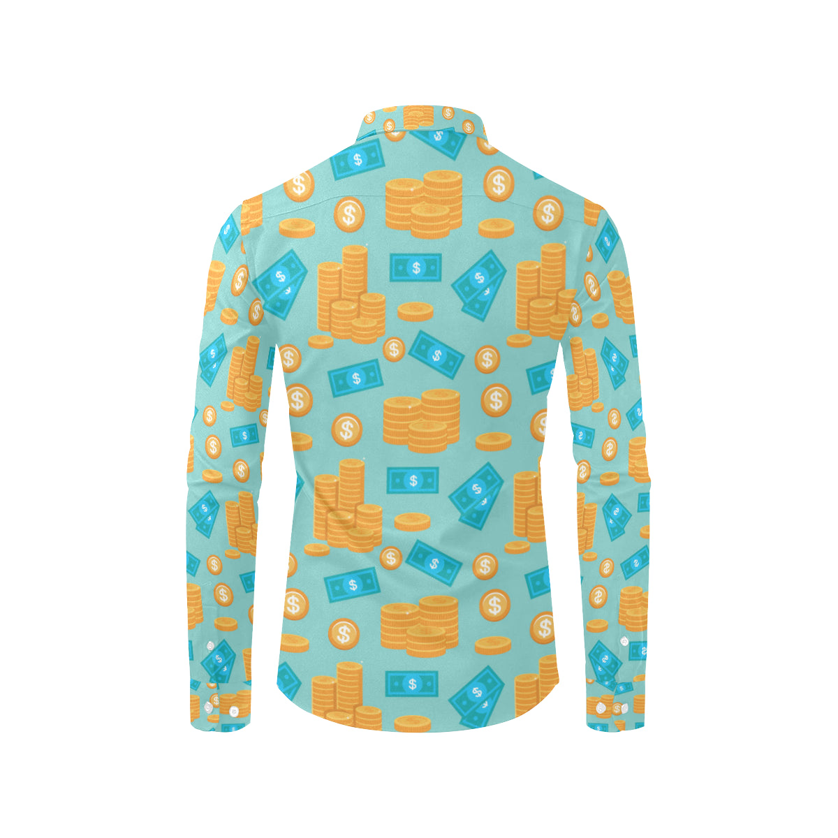 Money Pattern Print Design 03 Men's Long Sleeve Shirt