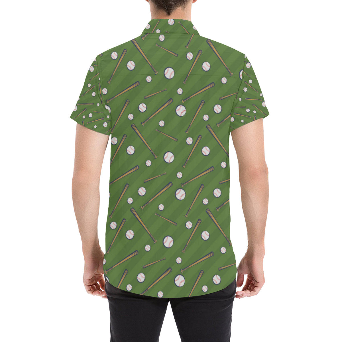 Baseball Pattern Print Design 02 Men's Short Sleeve Button Up Shirt