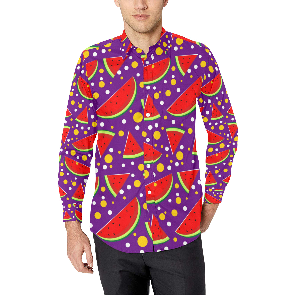 Watermelon Pattern Print Design WM010 Men's Long Sleeve Shirt