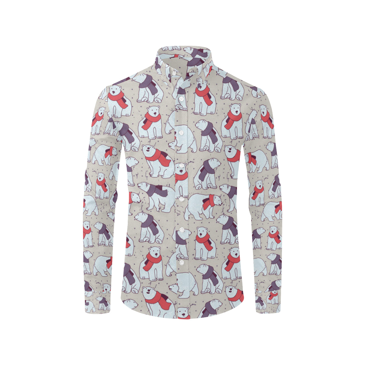 Polar Bear Pattern Print Design PB04 Men's Long Sleeve Shirt