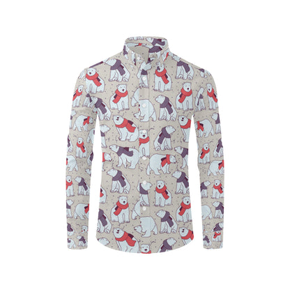 Polar Bear Pattern Print Design PB04 Men's Long Sleeve Shirt
