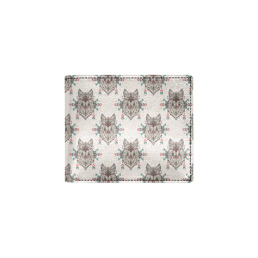 Aztec Wolf Pattern Print Design 01 Men's ID Card Wallet