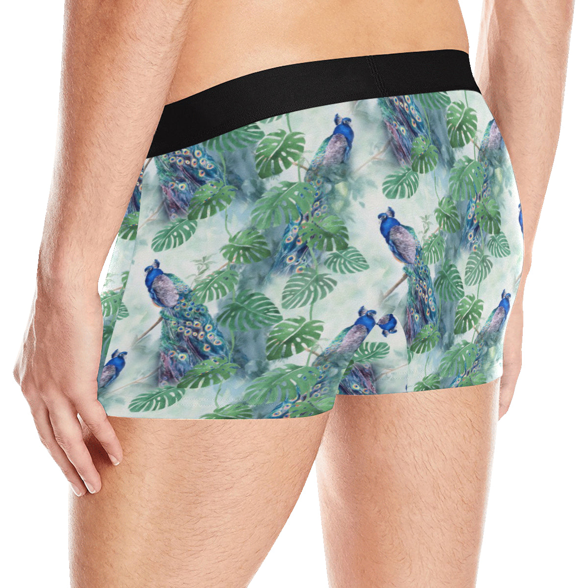 Peacock Pattern Print Design A02 Men's Boxer Briefs