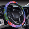 Tropical Flower Pattern Print Design TF025 Steering Wheel Cover with Elastic Edge