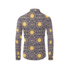 Celestial Gold Sun Face Men's Long Sleeve Shirt