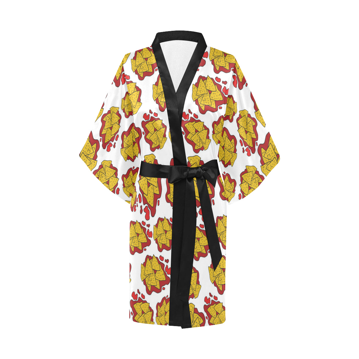 Nachos Pattern Print Design A03 Women's Short Kimono
