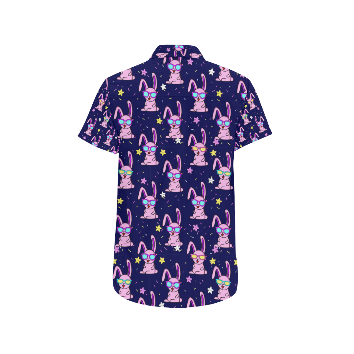 Rabbit Baby Pattern Print Design RB015 Men's Short Sleeve Button Up Shirt