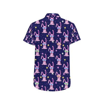 Rabbit Baby Pattern Print Design RB015 Men's Short Sleeve Button Up Shirt