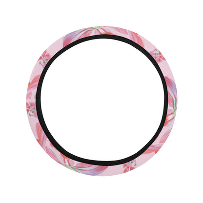 Amaryllis Pattern Print Design 02 Steering Wheel Cover with Elastic Edge