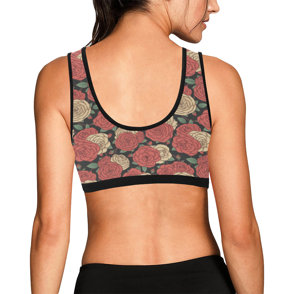 Camellia Pattern Print Design CM01 Sports Bra