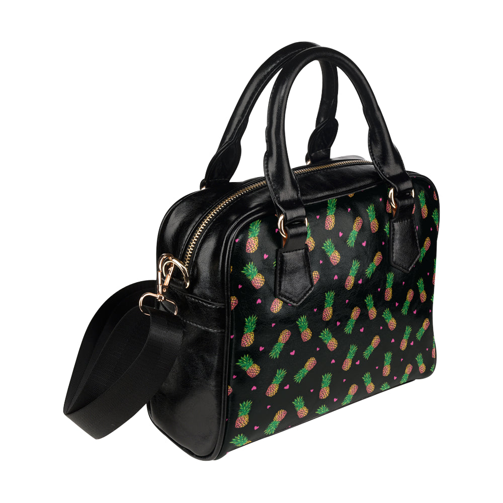 Neon Pineapple Pattern Print Design A04 Shoulder Handbag
