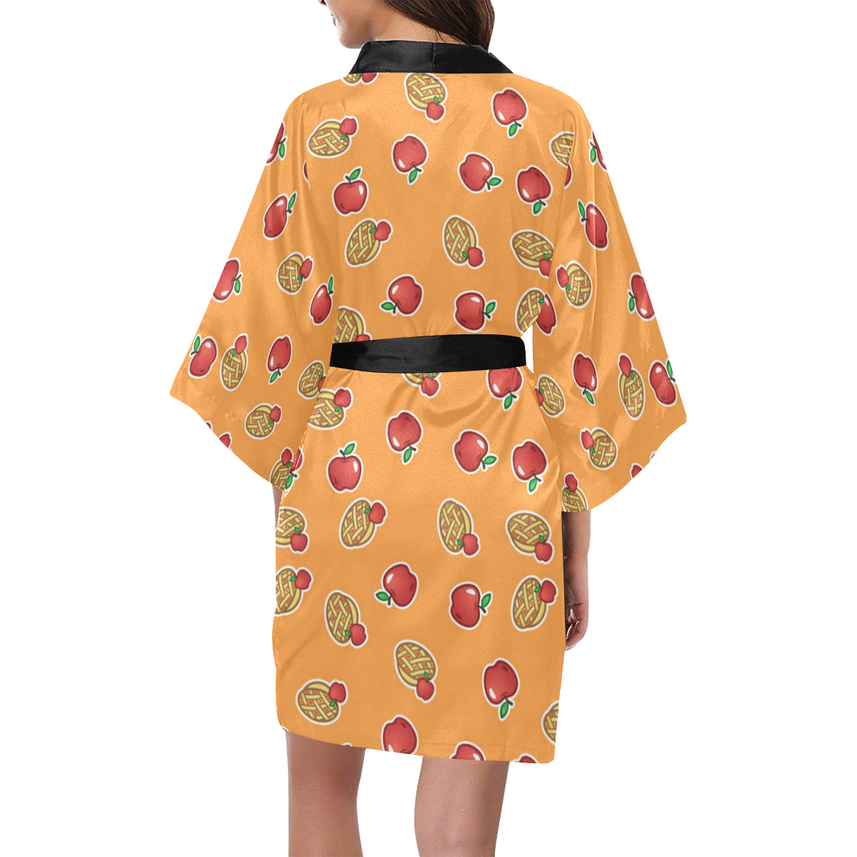 Apple Pie Pattern Print Design 02 Women's Short Kimono