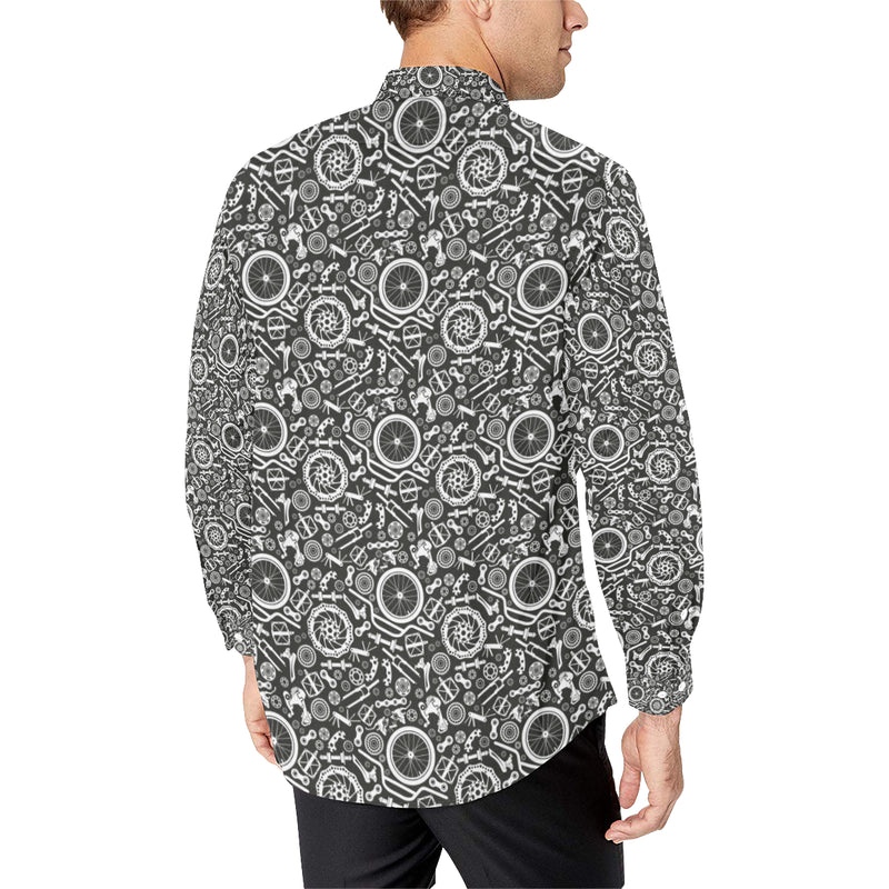 Bicycle Tools Pattern Print Design 02 Men's Long Sleeve Shirt