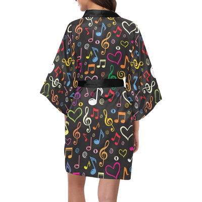 Music note Pattern Print Design A01 Women's Short Kimono