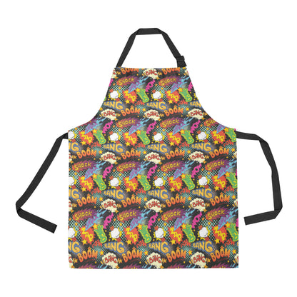 Comic Book Pattern Print Design 01 Apron with Pocket