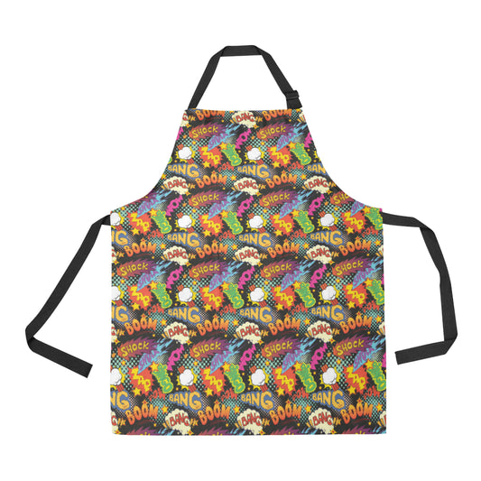 Comic Book Pattern Print Design 01 Apron with Pocket