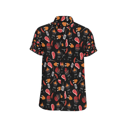 Barbecue Pattern Print Design 04 Men's Short Sleeve Button Up Shirt