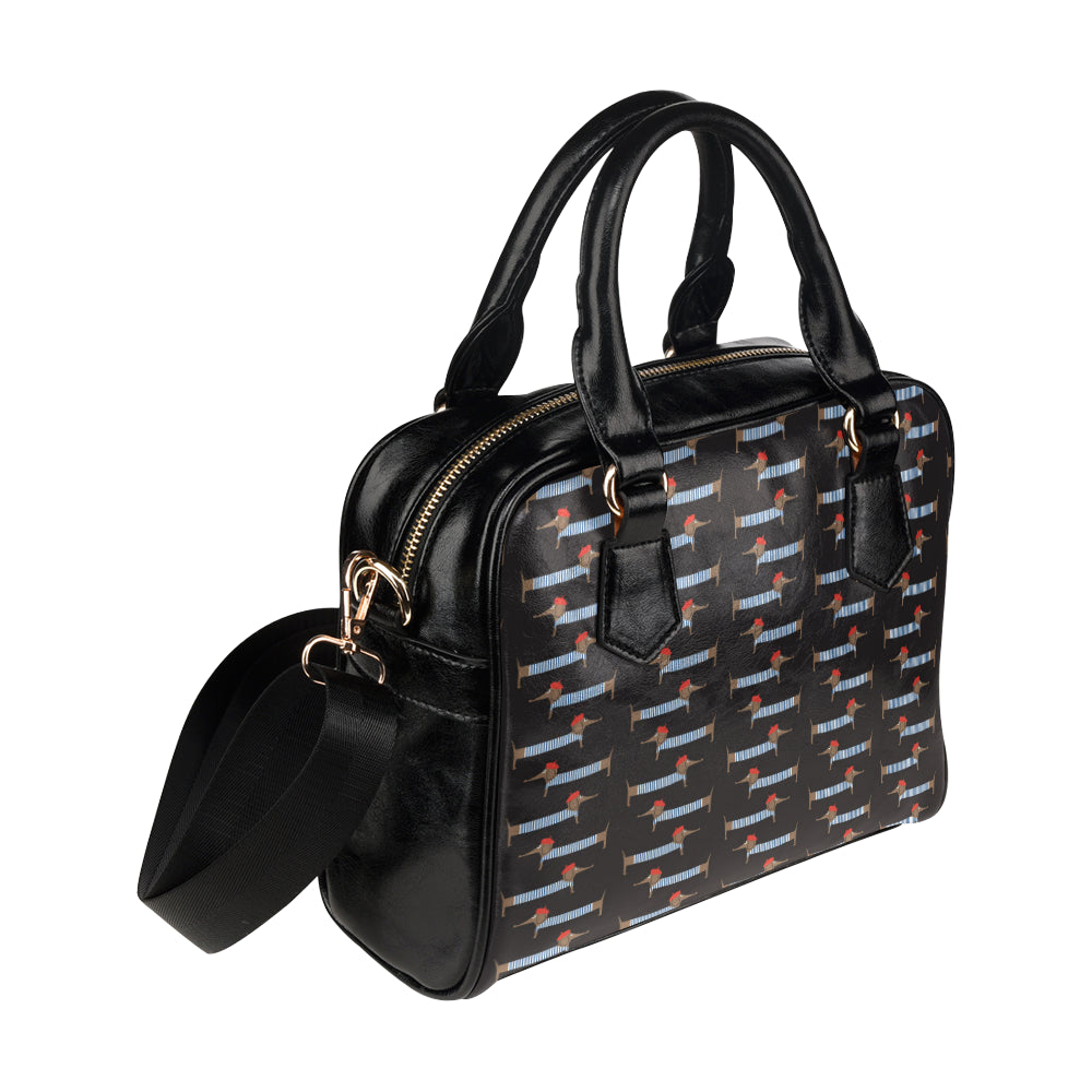 Dachshund Pattern Print Design 04 Shoulder Handbag