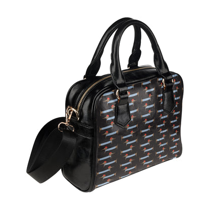 Dachshund Pattern Print Design 04 Shoulder Handbag