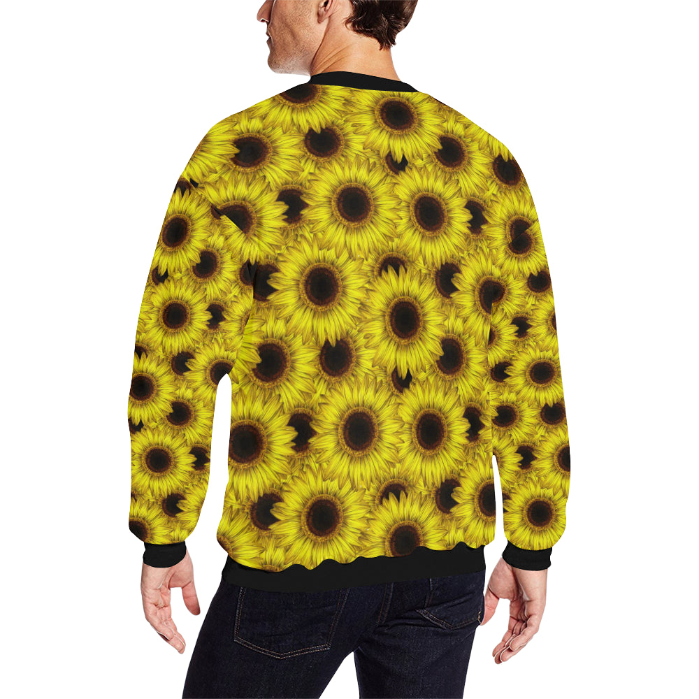 Sunflower Pattern Print Design SF011 Men Long Sleeve Sweatshirt