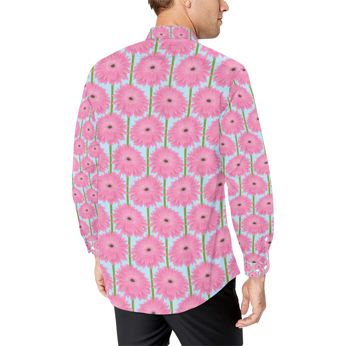 Gerberas Pattern Print Design GB01 Men's Long Sleeve Shirt