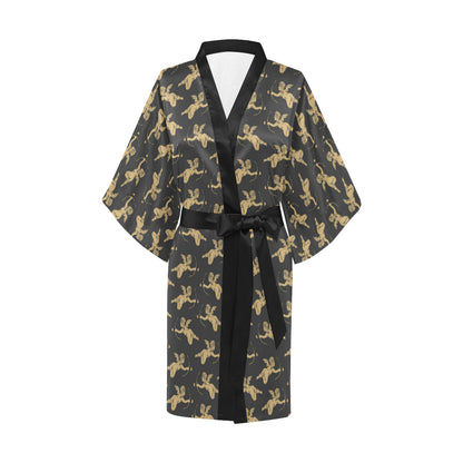 Cupid Pattern Print Design 02 Women's Short Kimono