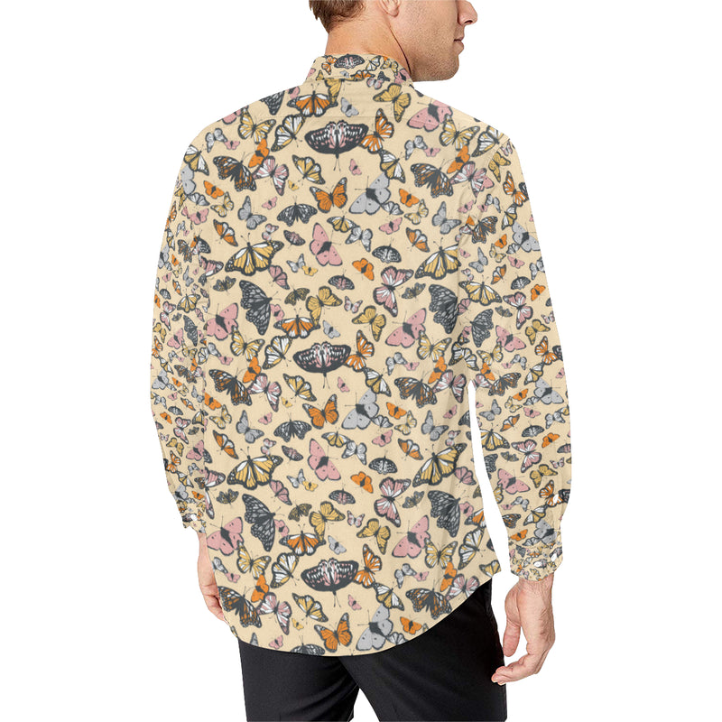 Butterfly Pattern Print Design 04 Men's Long Sleeve Shirt