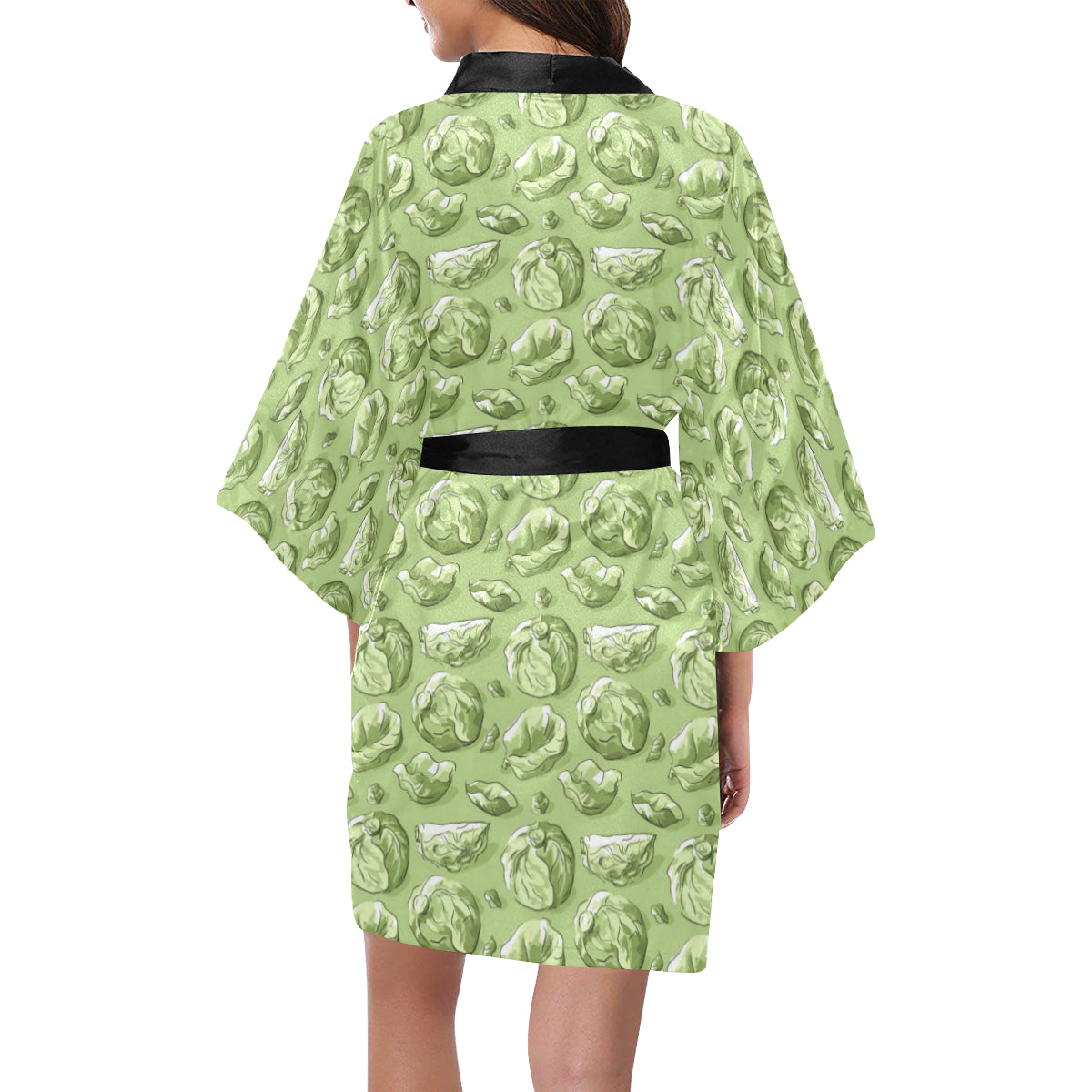 Brussels Sprouts Pattern Print Design 01 Women's Short Kimono