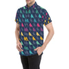 Birds Pattern Print Design 01 Men's Short Sleeve Button Up Shirt