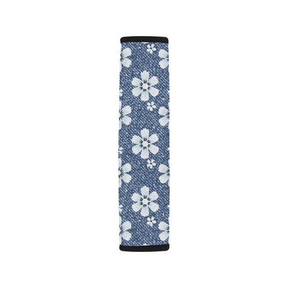 Jean Flower Pattern Print Design 03 Car Seat Belt Cover