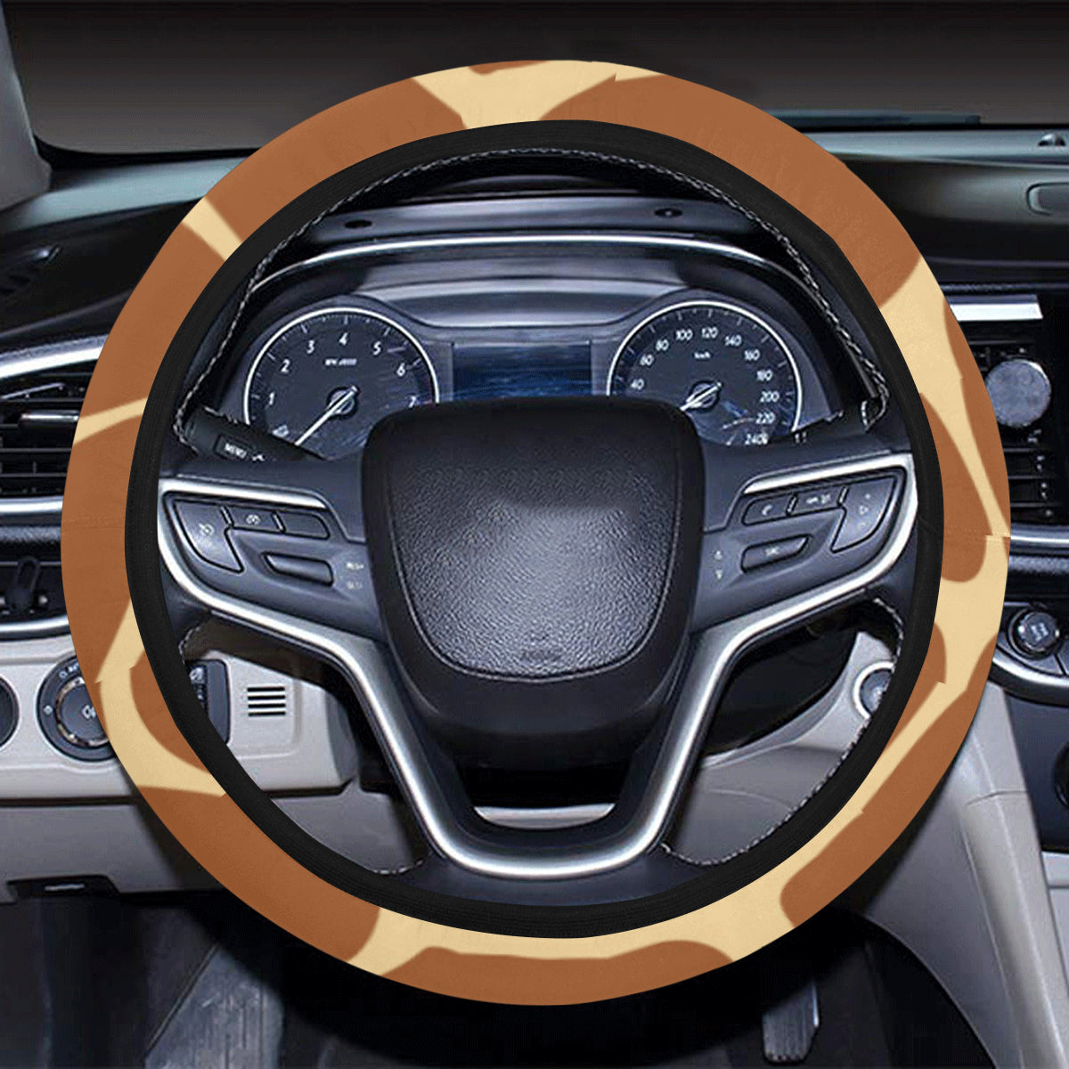 Giraffe Texture Print Steering Wheel Cover with Elastic Edge