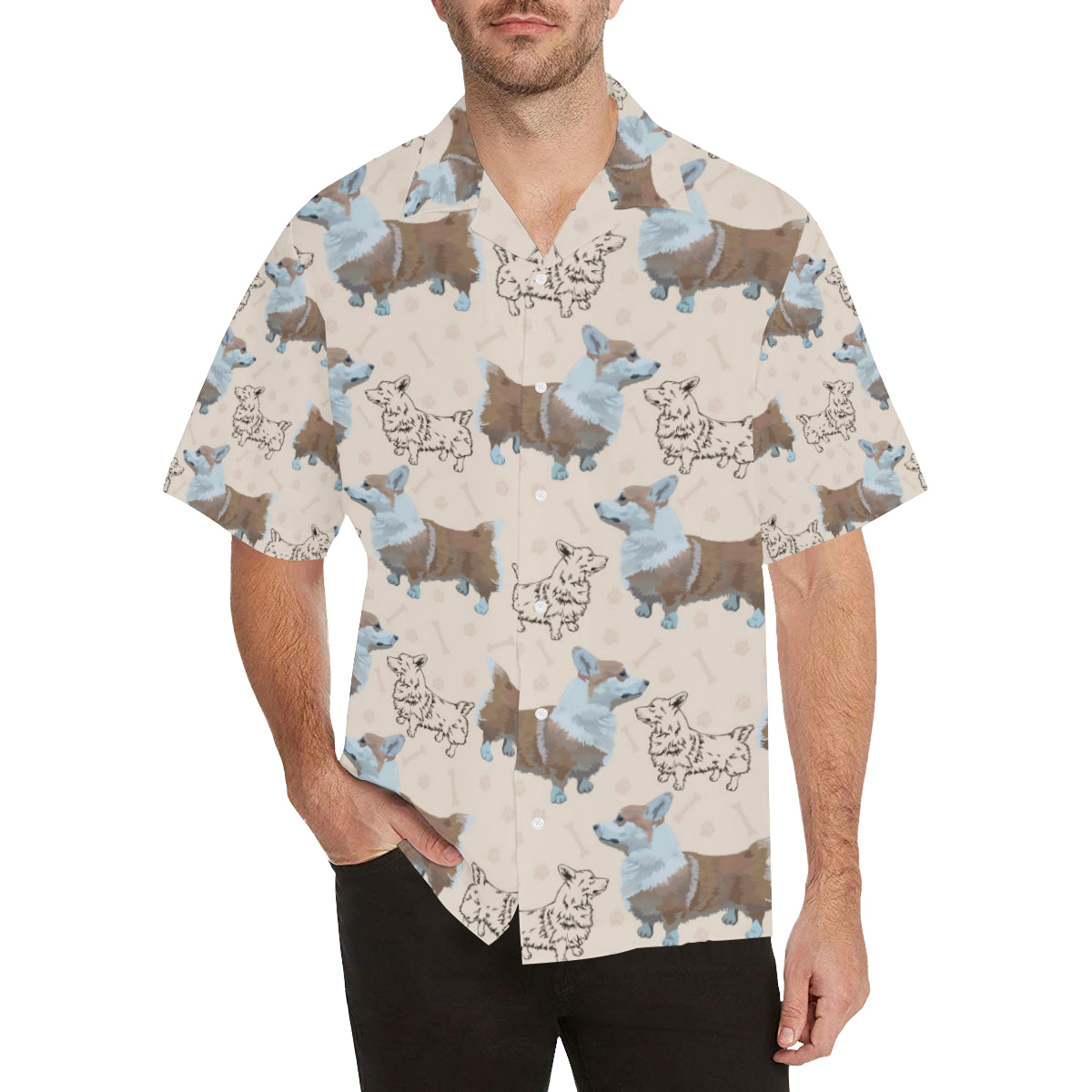 Pembroke Welsh Corgis Pattern Print Design A03 Men's Hawaiian Shirt