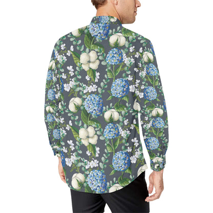 Hydrangea Pattern Print Design 02 Men's Long Sleeve Shirt