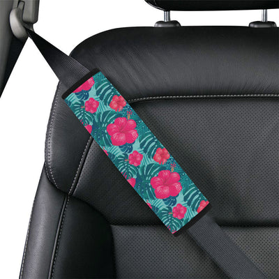 Red Hibiscus Pattern Print Design HB017 Car Seat Belt Cover