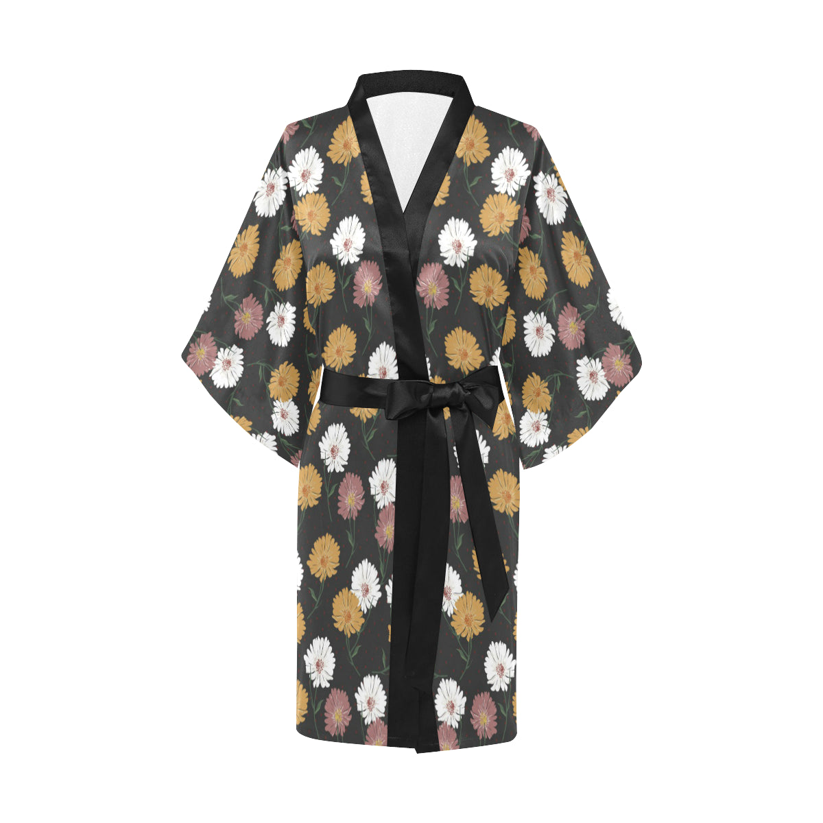 Daisy Pattern Print Design DS04 Women's Short Kimono